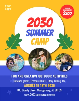Free  Template: Yellow Playful Summer Camp Flyer