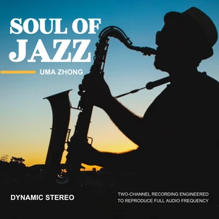 Free  Template: Capa do álbum de jazz minimalista azul e preto