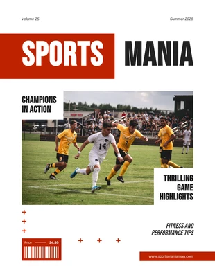 Free  Template: Weißes und rotes Sportmagazin-Cover
