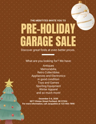 Free  Template: Flyer de vente de garage minimaliste marron