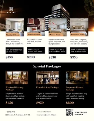 premium interactive Template: Modello di listino prezzi dell'hotel