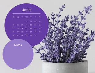 Free  Template: Calendario Púrpura Lavanda