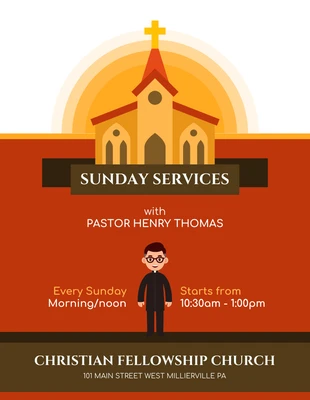 Free  Template: Red Sunday Services Church Event Flyer