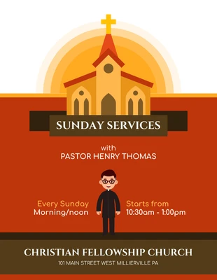 Free  Template: Flyer de l'événement de l'église "Red Sunday Services