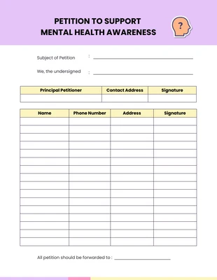 premium  Template: Purple and Yellow Minimalist Mental Health Petitions Form