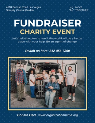 Free  Template: Blue Modern Fundraiser Flyer d'événement caritatif