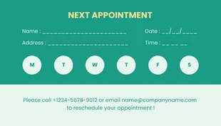 Teal Modern Dental Care Clinic Appointment Business Card - Seite 2