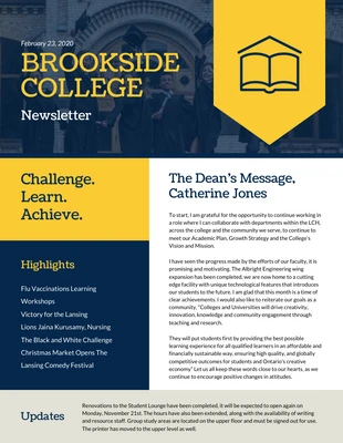business  Template: Yellow Banner College Newsletter