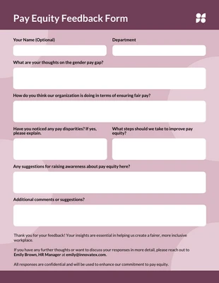 business interactive Template: International Equal Pay Day Feedback Form