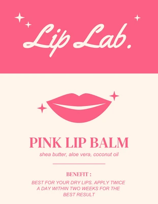 Free  Template: Beige und rosa klassisches Lippenbalsam-Etikett