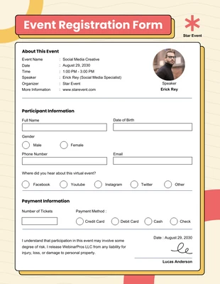 premium  Template: Formulários de inscrição em eventos amarelos e vermelhos