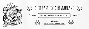 Free  Template: Schwarz-weißes einfaches Illustrationsbanner für Lebensmittel