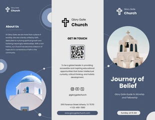 business  Template: Folheto Simples da Igreja em Azul e Branco