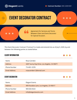 premium  Template: Modelo de contrato de decorador de eventos