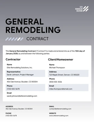 premium interactive Template: Plantilla de contrato de remodelación