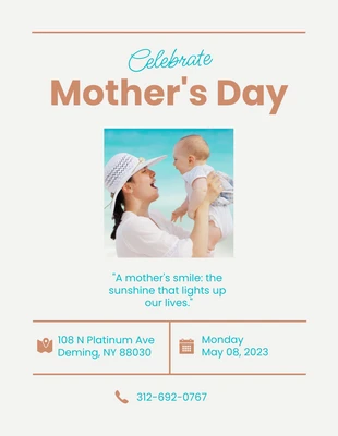 Free  Template: Folheto simples e legal em azul para o Dia das Mães