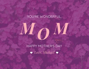 premium  Template: Tarjeta del Día de la Madre con flores moradas