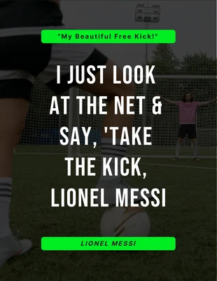 Free  Template: Schwarzes und grünes einfaches Foto-Fußball-Zitat-Poster