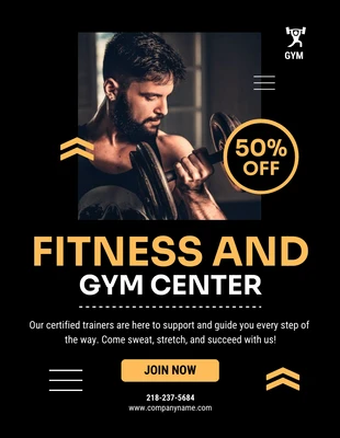 Free  Template: Black Simple Gym Flyer