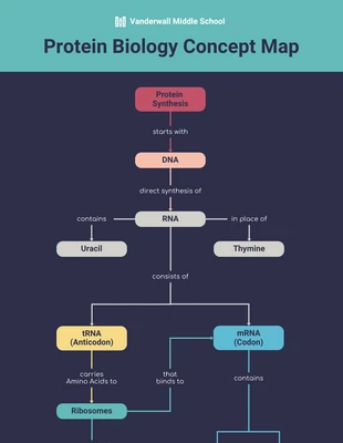premium  Template: Dunkle Proteinbiologie Konzeptkarte