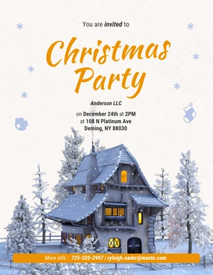 White Simple Christmas Party Invitation