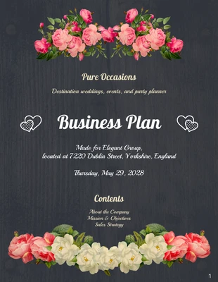 Free  Template: Plan de negocio para bodas oscuras