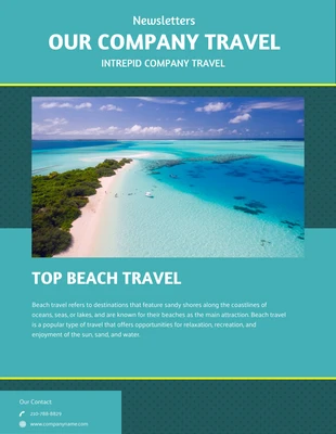 Free  Template: Voyages d'entreprise Interpaid Beach Business Newsletters