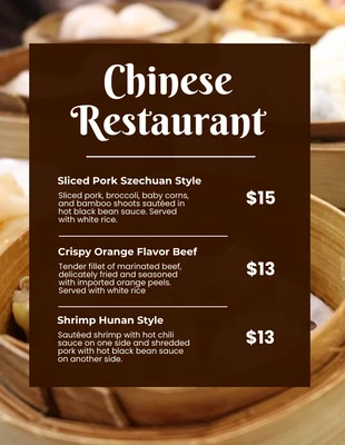 Free  Template: Panfleto de restaurante chinês minimalista marrom
