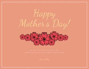 Free  Template: Pfirsich Happy Mother's Day Karte