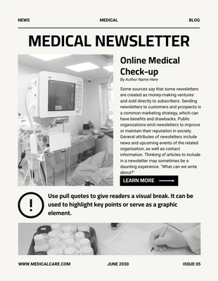 Free  Template: Gris claro y negro Clean Medical Boletín electrónico