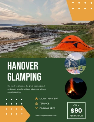 Free  Template: Green and Yellow Glamping Poster Template