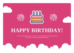 Free  Template: الوردي والأبيض بسيطة لعوب الحديثة التوضيح عيد ميلاد بطاقة بريدية