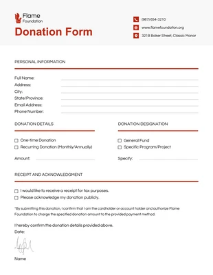 business  Template: Formulario de donación moderno en rojo y negro