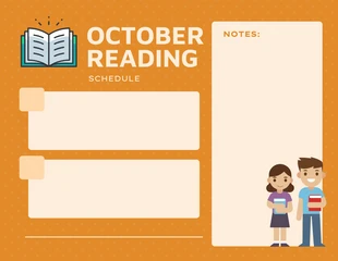 Free  Template: Laranja Ilustração simples Modelo de programação de leitura para outubro