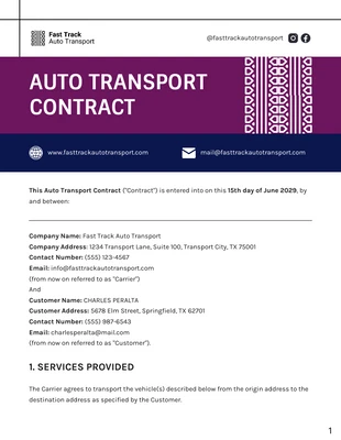 premium  Template: Auto Transport Contract Template
