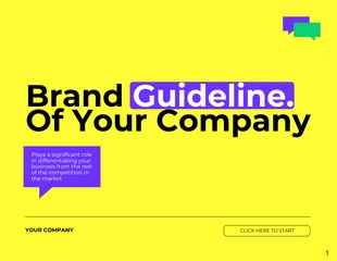Free  Template: Présentation de l'identité de marque simple en vert, violet et jaune