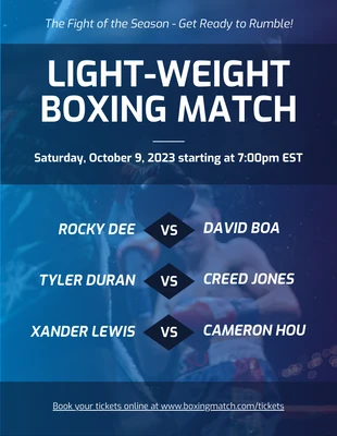 premium  Template: Blue Boxing Match Event Poster