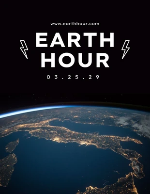 Free  Template: Black Minimalist Cool Earth Hour Poster