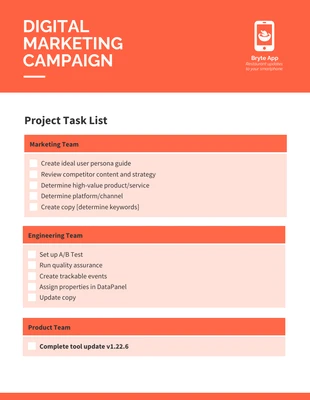 business  Template: Lista de tarefas do projeto Bright
