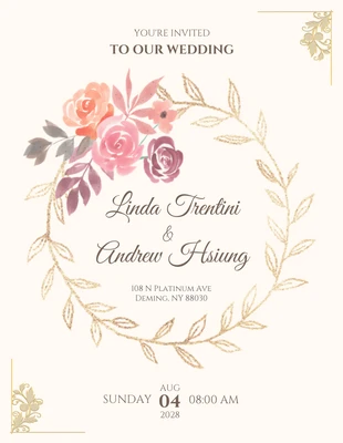 Free  Template: Cartão circular dourado para recepção de casamento