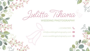 White Minimalist Aesthetic Floral Wedding Photography Business Card - Pagina 2