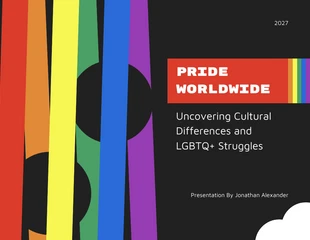 Free  Template: Black and Rainbow Line Pride-Präsentation