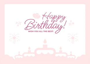 Free  Template: Cartão postal de feliz aniversário rosa e branco brincalhão e alegre