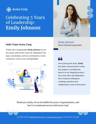 Free  Template: Leadership Work Anniversary Email Newsletter