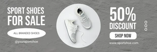 Free  Template: Bannière d'entreprise d'en-tête d'e-mail de vente de chaussures de texture grise