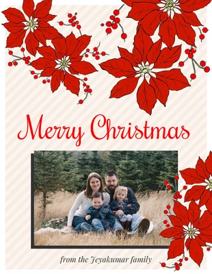 Free  Template: Floral Family Photo Christmas Card