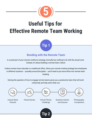 Free  Template: 5 Tipps für effektive Remote-Teams Infografik
