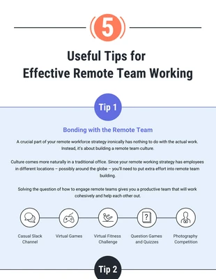 Free  Template: Infográfico 5 dicas para equipes remotas eficazes