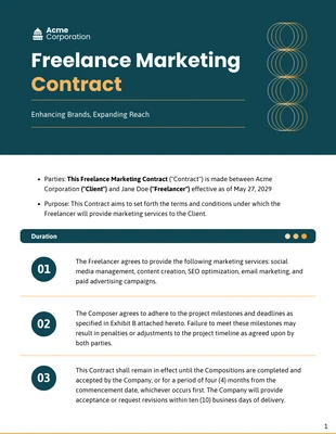 Free  Template: Modello di contratto di marketing freelance