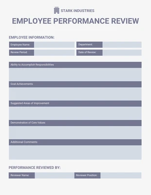 Free  Template: Light Employee Performance Review